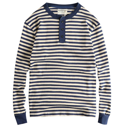 The Mariner's Heir: American Retro Men's Heavyweight Striped Henley