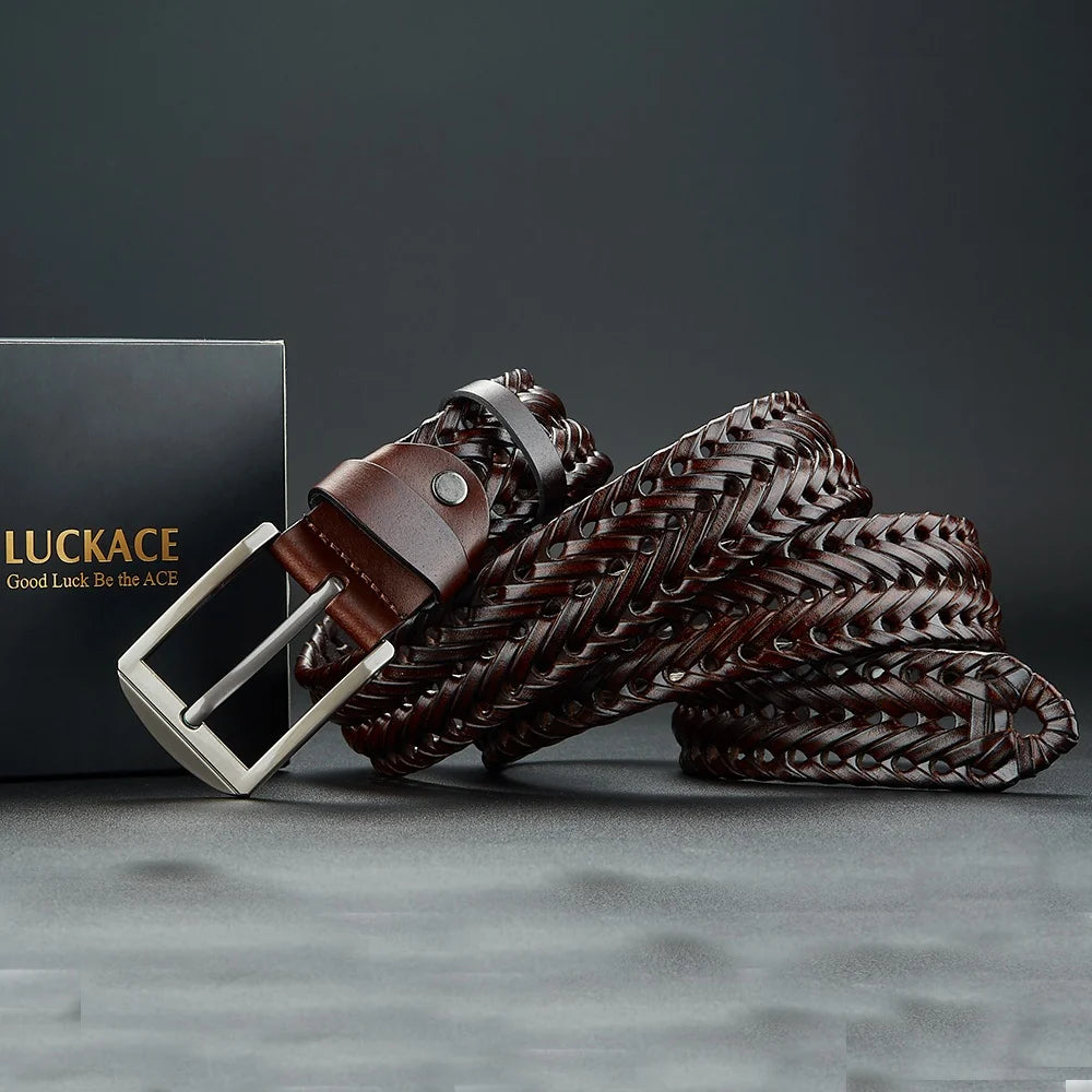 Men's Genuine Leather Braided Belt