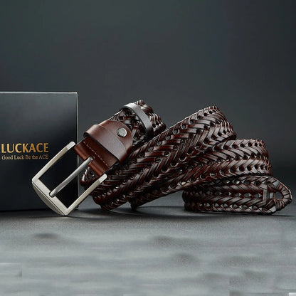Men's Genuine Leather Braided Belt
