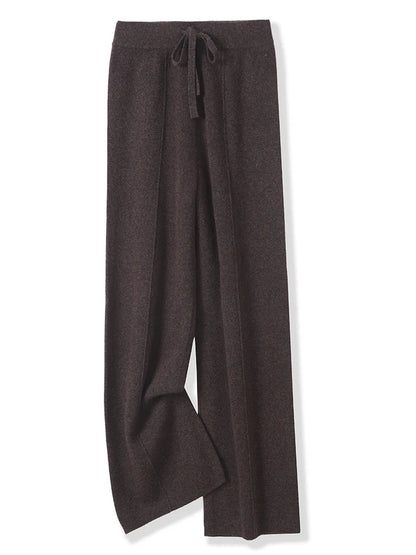 The Premium Merino Wool Trousers | Wide Leg Knit Cashmere-Feel Pants