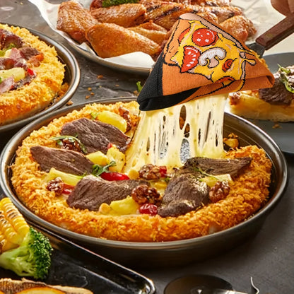 Unique pizza pattern men's and women's Christmas gift socks