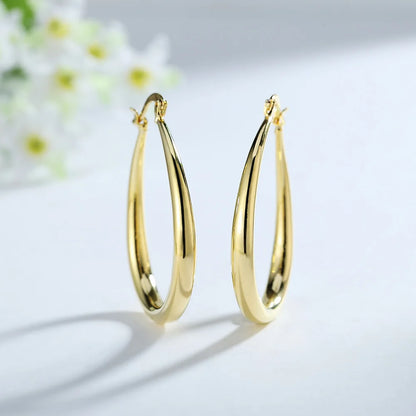 Oval Hoop Earrings in 18K gold plated Sterling Silver