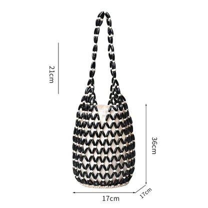 The Talitha Wooden Beaded Bucket Bag