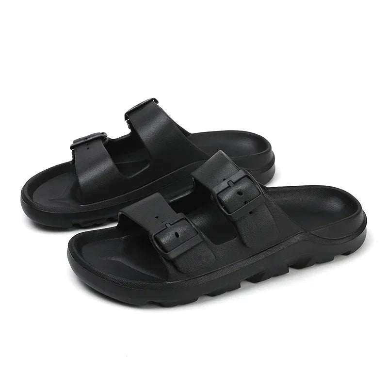 The Urban Wanderer: All-Terrain Buckle Slippers Sliders
