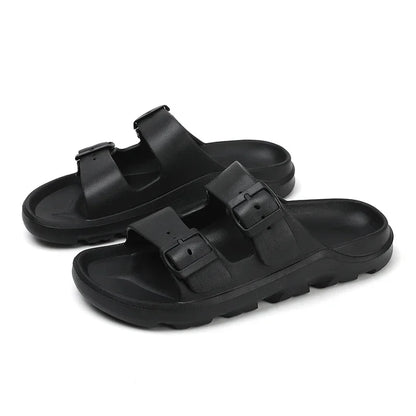 The Urban Wanderer: All-Terrain Buckle Slippers Sliders
