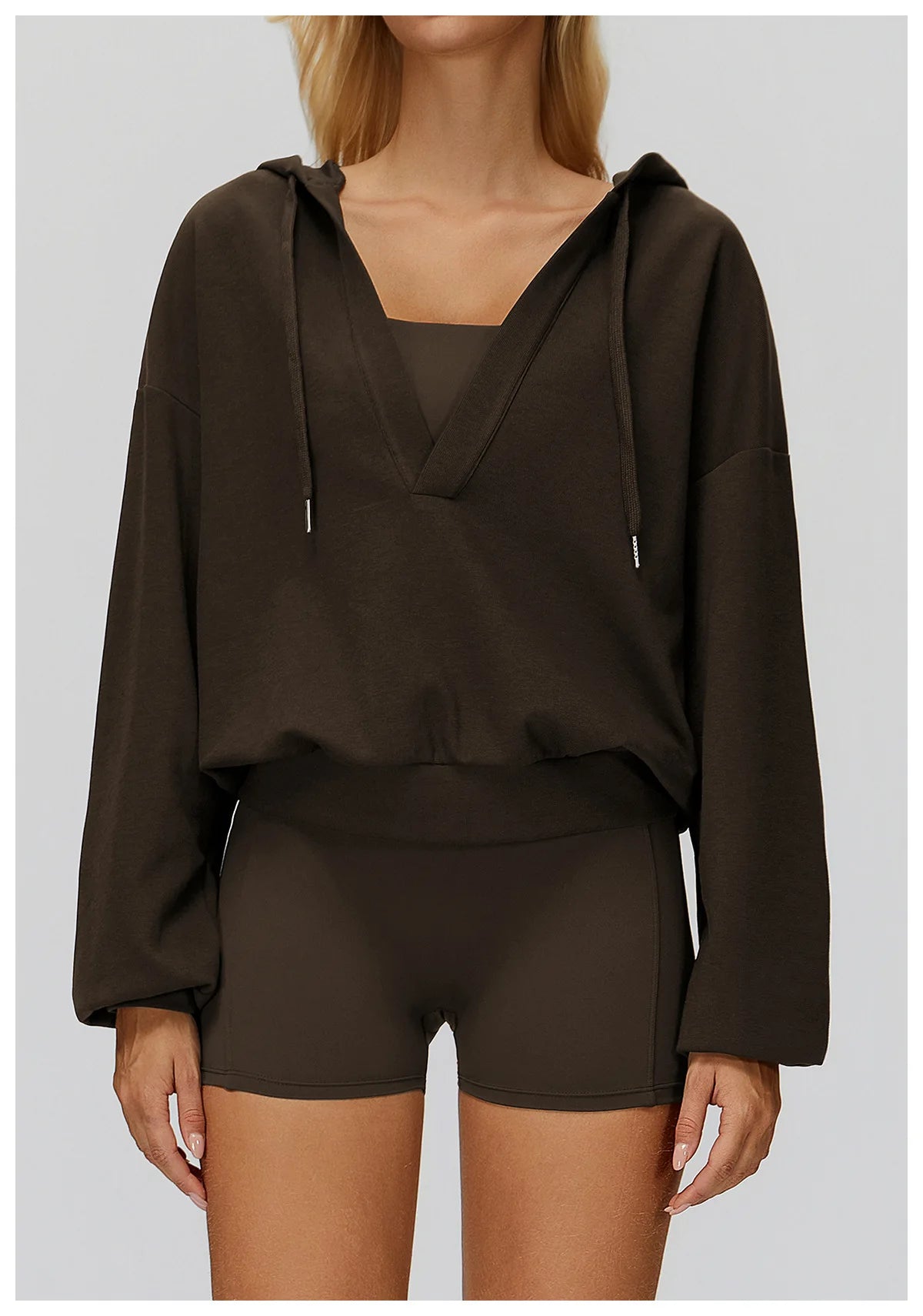 Women's Deep-V Sweatshirt Sports Top | Loose Fit Yoga & Running Sweatshirt