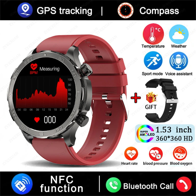 Men's GPS Sports Smartwatch: 1.53" HD Screen, Bluetooth Calling, Compass, & NFC Access