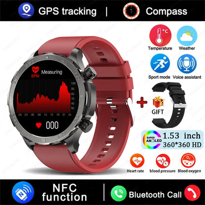 Men's GPS Sports Smartwatch: 1.53" HD Screen, Bluetooth Calling, Compass, & NFC Access