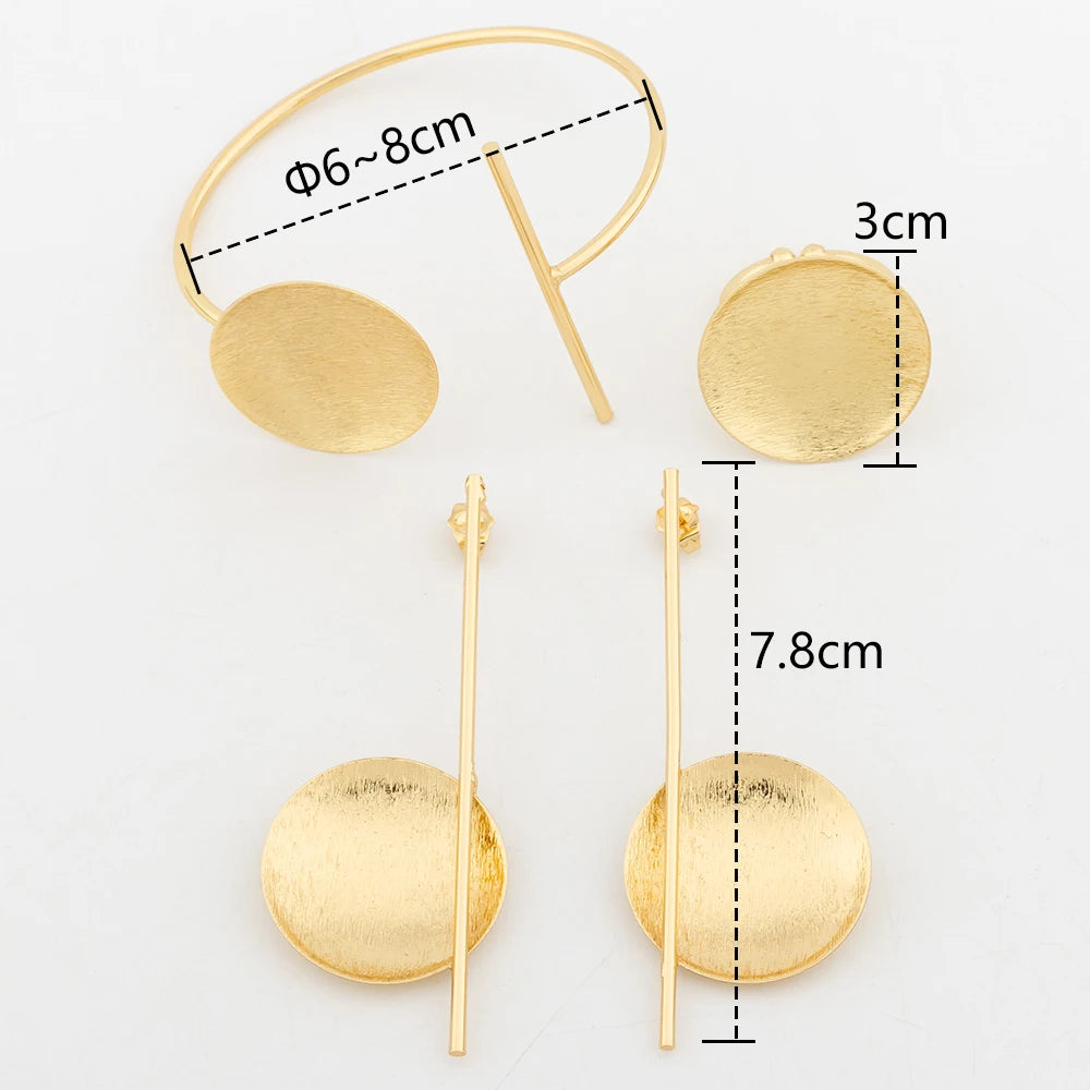 Geometric Round jewellery Set 18K Gold colour