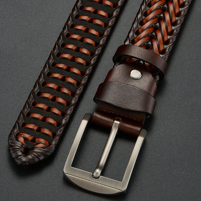 Men's Genuine Leather Braided Belt
