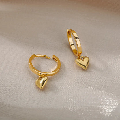 Heart Vintage Gold Drop Earrings