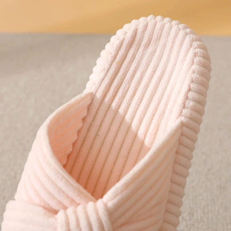 Women's Corduroy Cross Strap Home Slippers