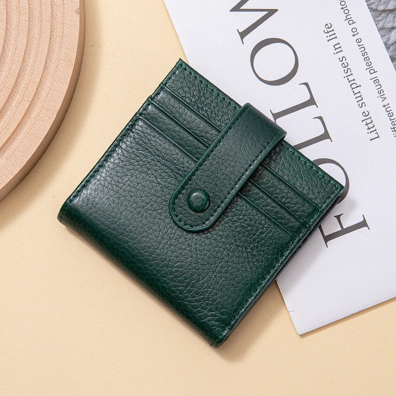 Women's Top-Grain Leather RFID Wallet | Ultra-Thin Mini Purse & Card Holder