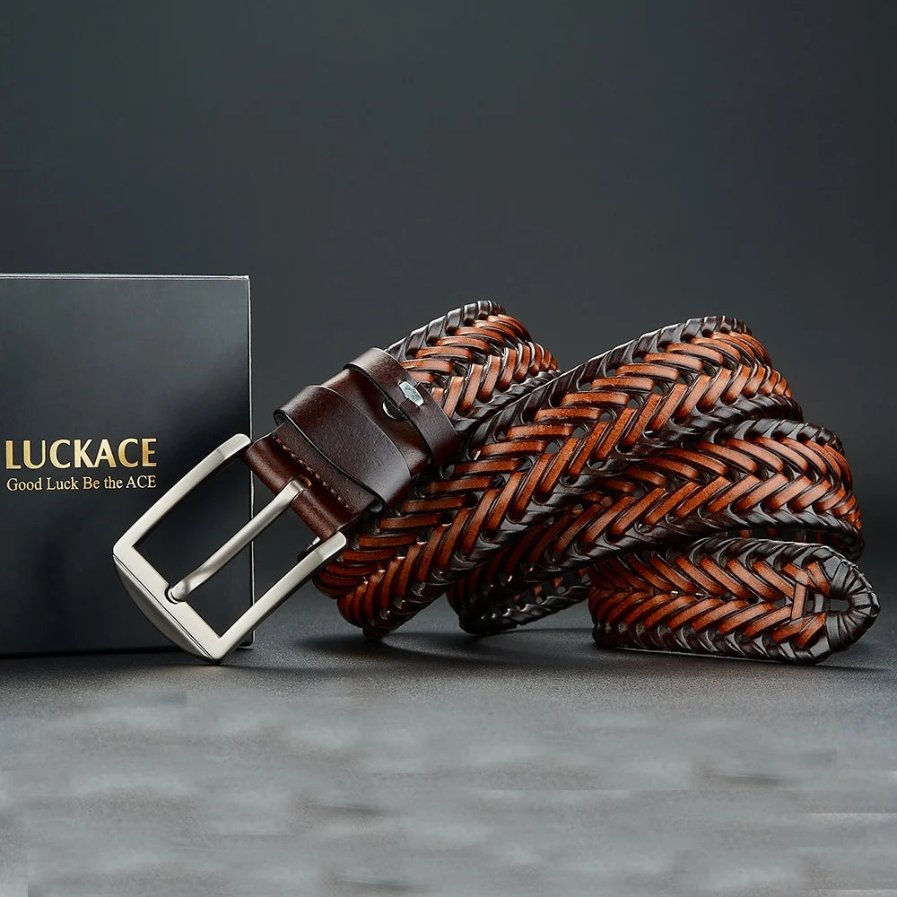 Men's Genuine Leather Braided Belt