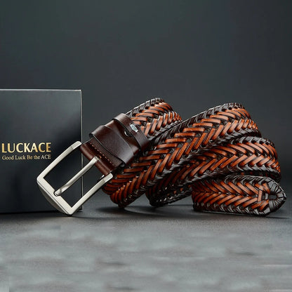 Men's Genuine Leather Braided Belt