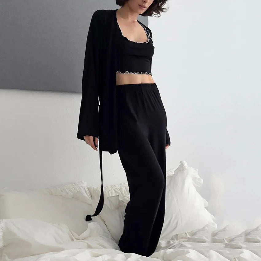 The Luxe Lounge Edit: Women's Fluid Knit 3-Piece Sleepwear Loungewear Set