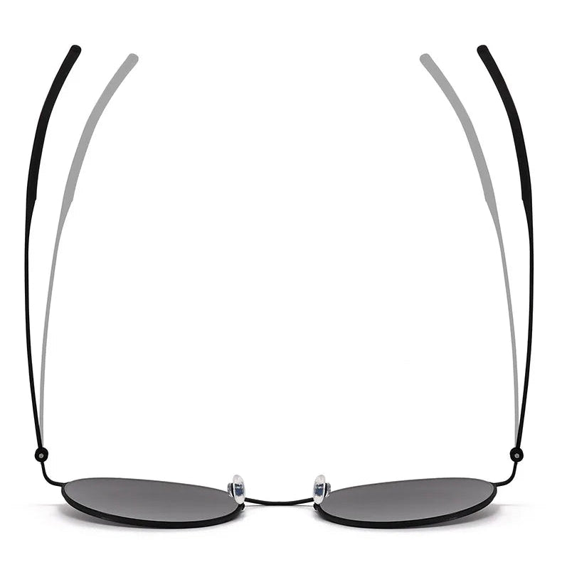 Sunglasses with elastic mirror legs on a white background