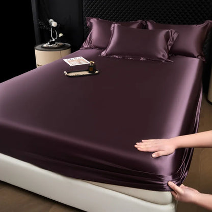 The Bauhaus Nocturne: 100% Mulberry Silk 3-Piece Fitted Sheet Set with Pillowcase Suite