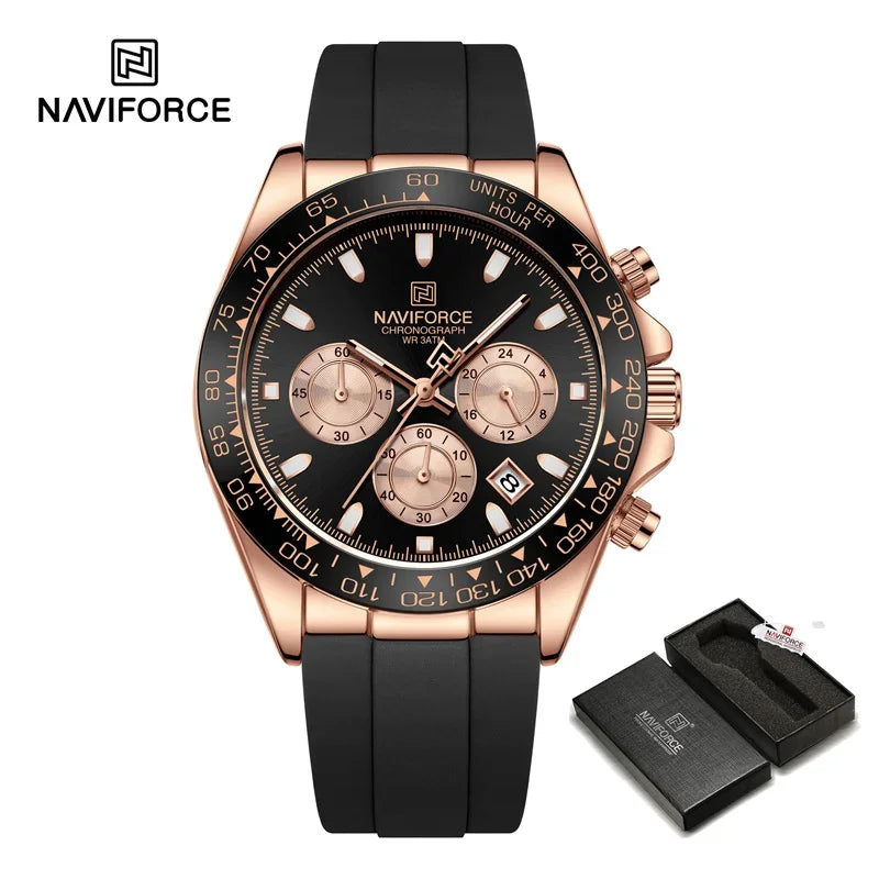 The Apex Men's Chrono Quartz Movement Watch : NAVIFORCE NF8054 Racing Speed Watch