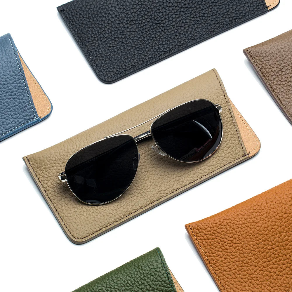 Elevate Your Essentials: The Ultra-Slim Grain Leather Sunglasses Sleeve