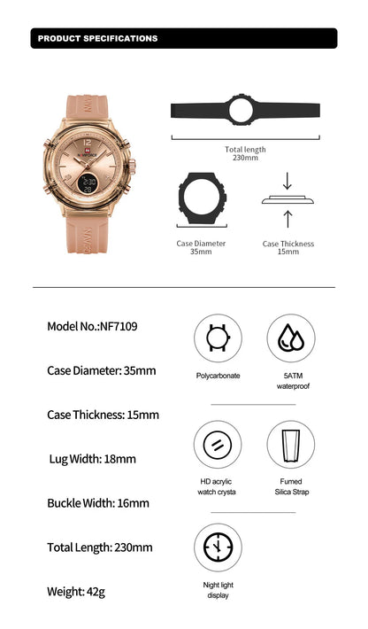The Navigator: Women's Multifunctional Dual-Time Sport-Chic Quartz Movement Wristwatch