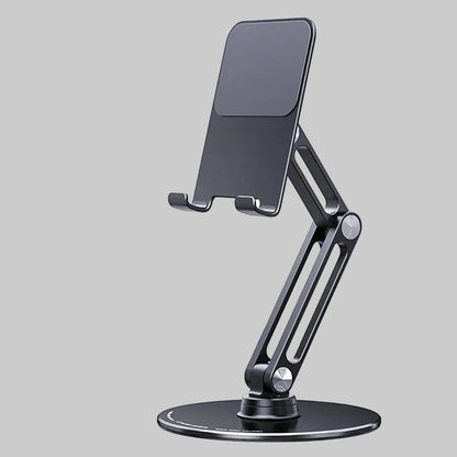 Black adjustable phone stand on a white background