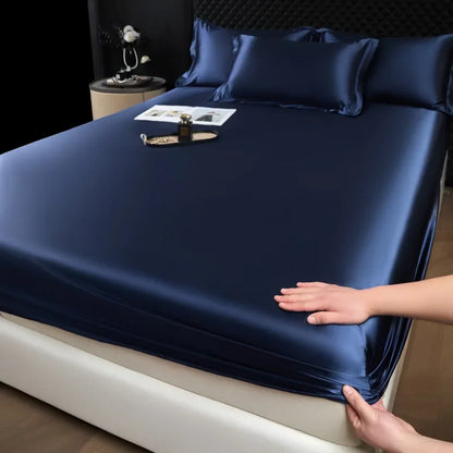 The Bauhaus Nocturne: 100% Mulberry Silk 3-Piece Fitted Sheet Set with Pillowcase Suite