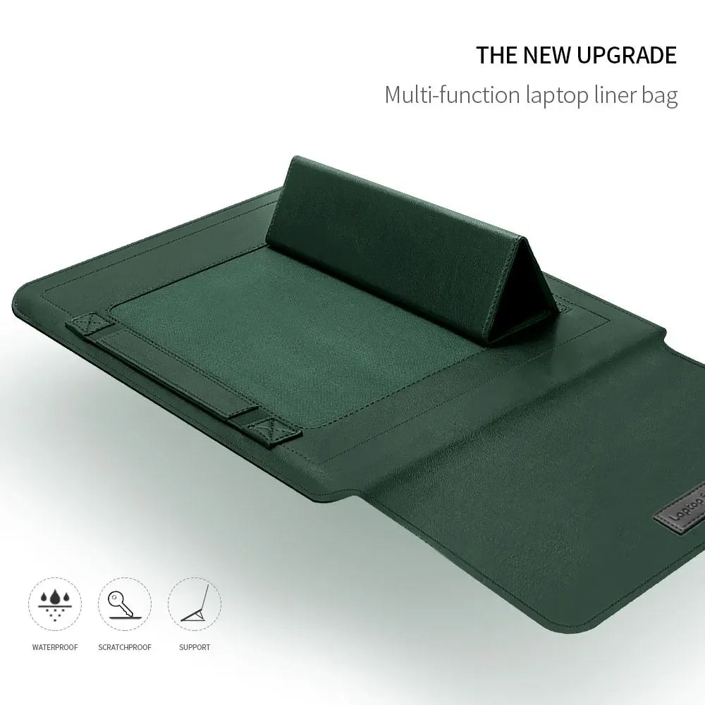 The Executive Edit: Vegan Leather Laptop Sleeve Case & Ergonomic Stand
