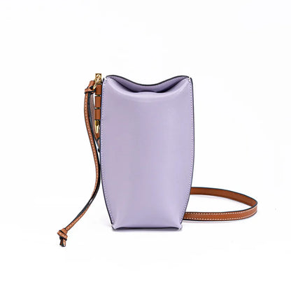 Women's Genuine leather bucket Mobile bag