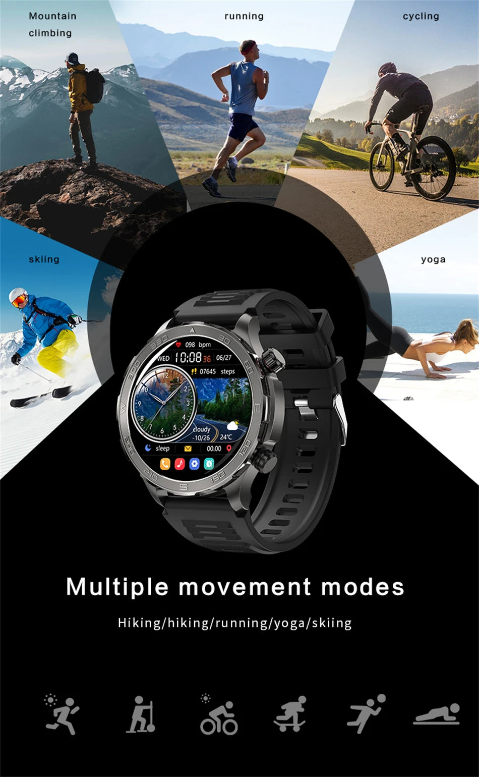 Men's GPS Sports Smartwatch: 1.53" HD Screen, Bluetooth Calling, Compass, & NFC Access