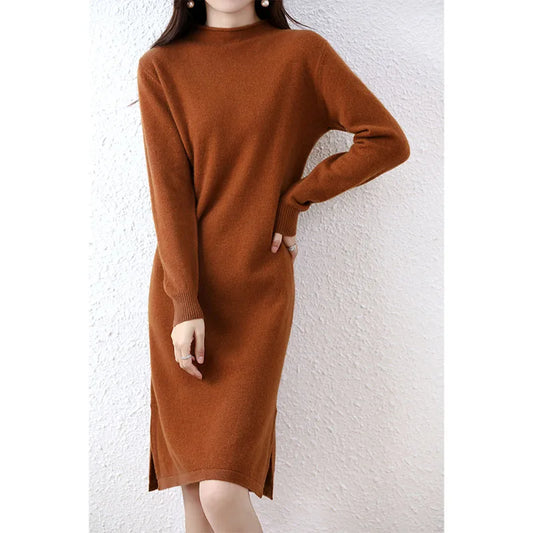 Women's Jumper Dress 100%Merino Wool  | Long Knit Style