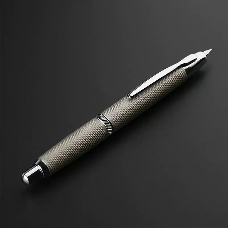 The Executive Grip: Metal Press Luxury Fountain Pen – Effortless Style, Precision Writing.
