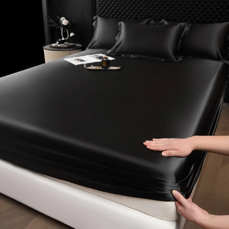 The Bauhaus Nocturne: 100% Mulberry Silk 3-Piece Fitted Sheet Set with Pillowcase Suite