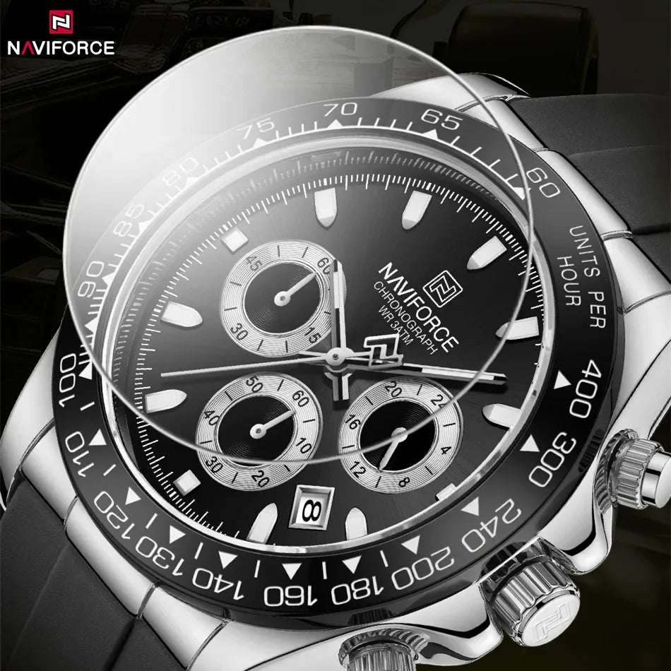 The Apex Men's Chrono Quartz Movement Watch : NAVIFORCE NF8054 Racing Speed Watch
