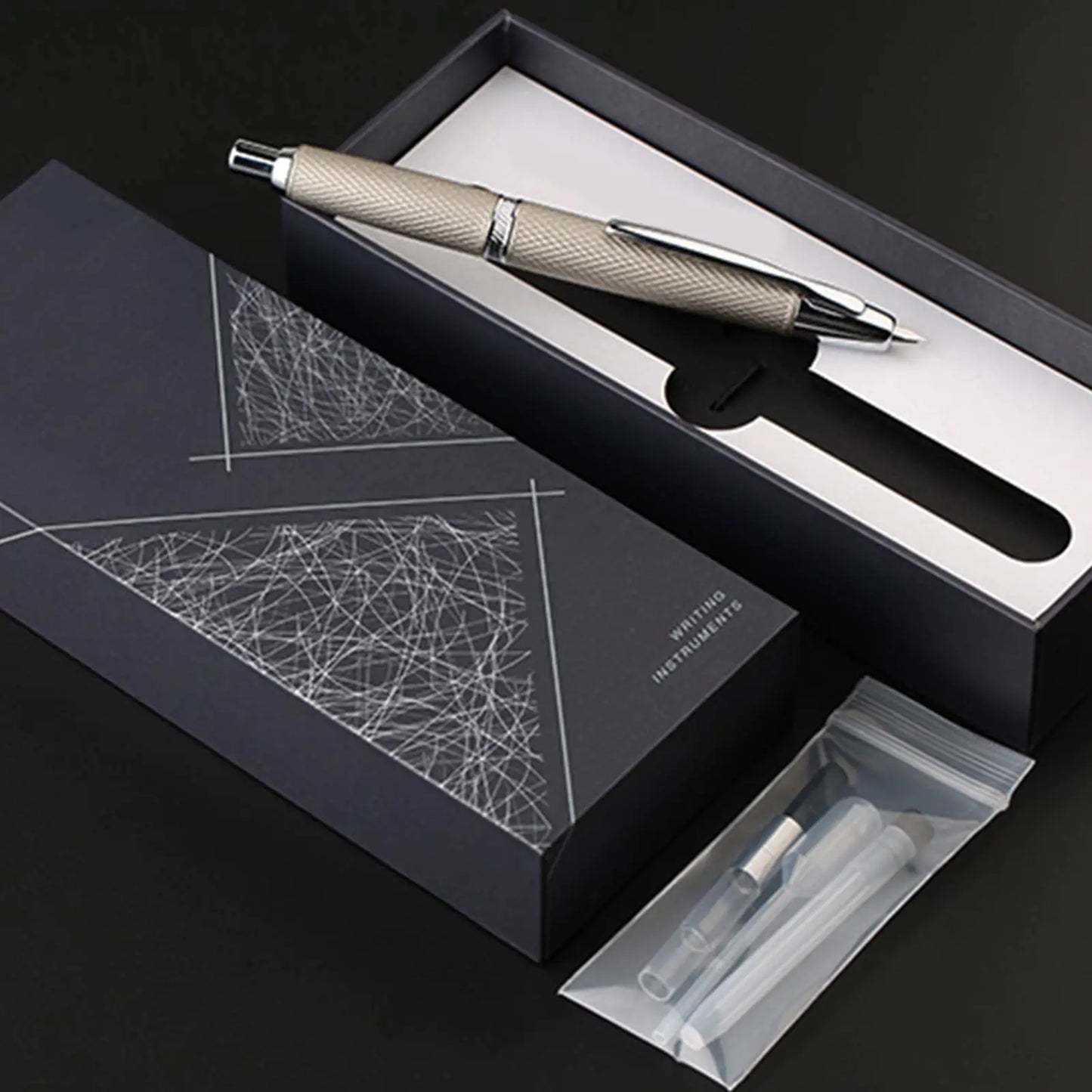 The Executive Grip: Metal Press Luxury Fountain Pen – Effortless Style, Precision Writing.