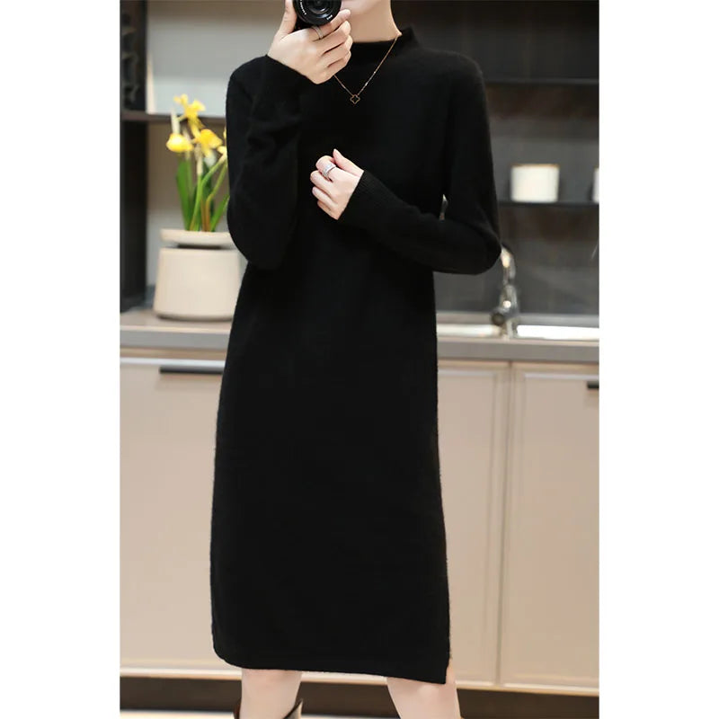 Women's Jumper Dress 100%Merino Wool  | Long Knit Style