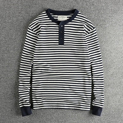 The Mariner's Heir: American Retro Men's Heavyweight Striped Henley