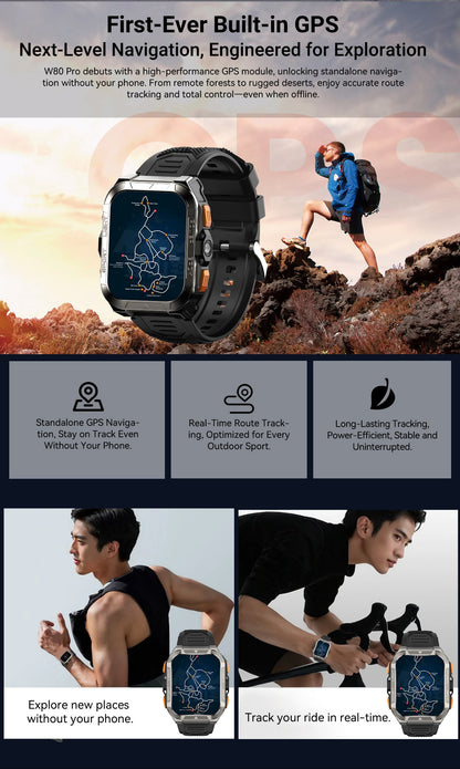 Blackview W80 Pro Rugged Smart Watch - GPS, Compass 2.0, Long Battery Life & IP68
