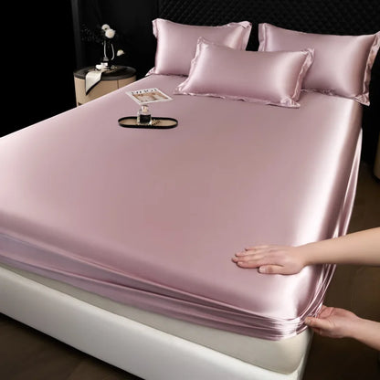 The Bauhaus Nocturne: 100% Mulberry Silk 3-Piece Fitted Sheet Set with Pillowcase Suite