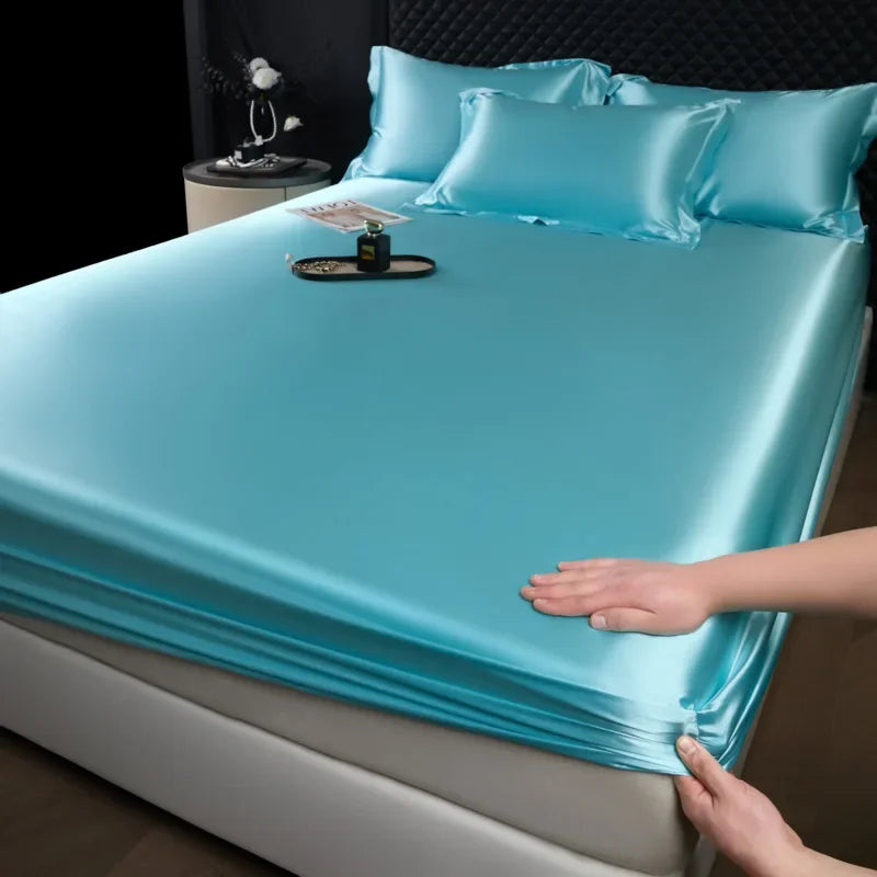 The Bauhaus Nocturne: 100% Mulberry Silk 3-Piece Fitted Sheet Set with Pillowcase Suite