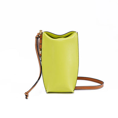 Women's Genuine leather bucket Mobile bag