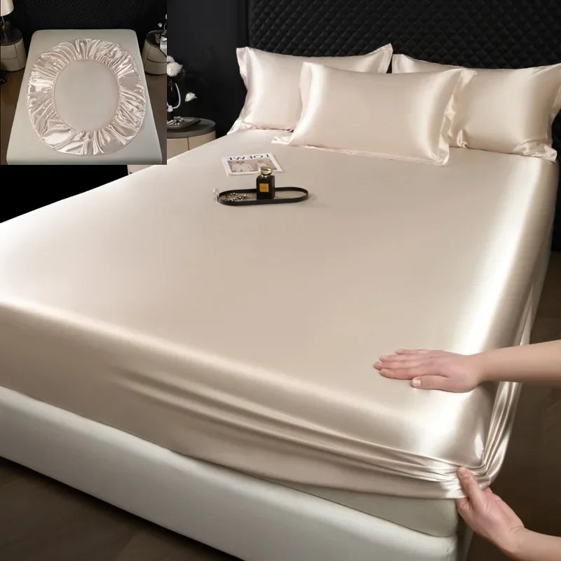 The Bauhaus Nocturne: 100% Mulberry Silk 3-Piece Fitted Sheet Set with Pillowcase Suite