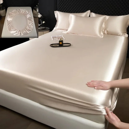 The Bauhaus Nocturne: 100% Mulberry Silk 3-Piece Fitted Sheet Set with Pillowcase Suite
