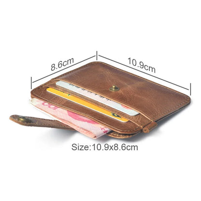 Unisex Top Grain Leather Slim Wallet | Ultra-Thin Mini Purse & Card Holder