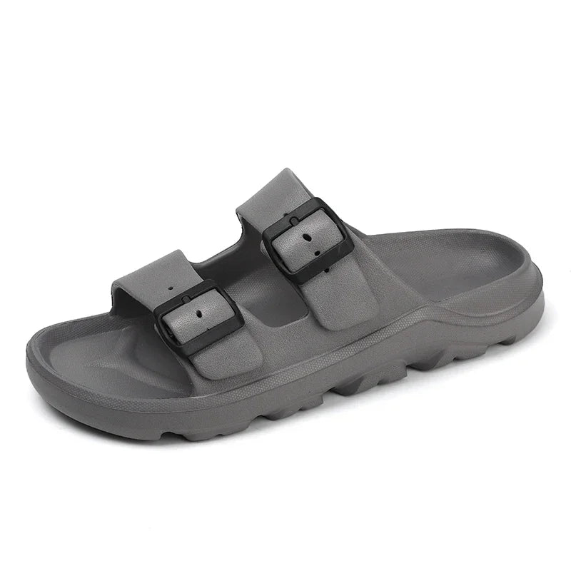 The Urban Wanderer: All-Terrain Buckle Slippers Sliders