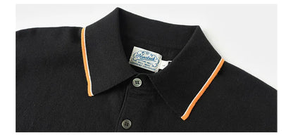 The 1940s Riviera Knit Polo Shirt Men's Vintage 1940s | 100% Combed Cotton Slim Fit Short Sleeve Casual Sportswear