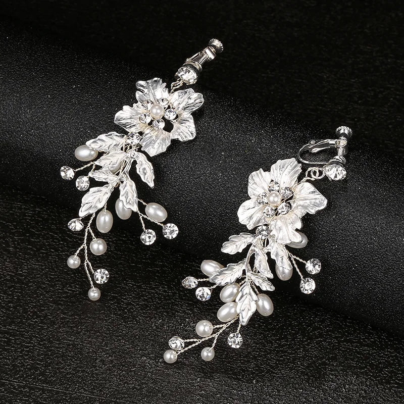 Floral Pearl & Crystal Earrings for Women