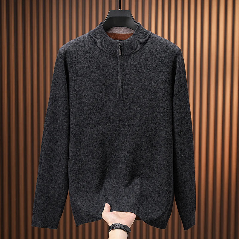 Men's Stand Collar Half Zip Knit