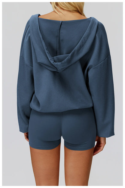 Women's Deep-V Sweatshirt Sports Top | Loose Fit Yoga & Running Sweatshirt