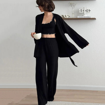 The Luxe Lounge Edit: Women's Fluid Knit 3-Piece Sleepwear Loungewear Set